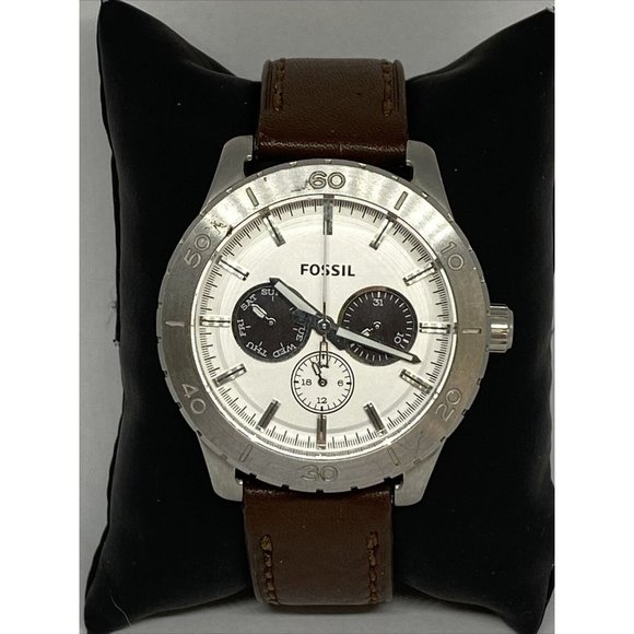 Fossil BQ1529 Women Fossil BQ1529 Women\'s Brown Leather White Analog D